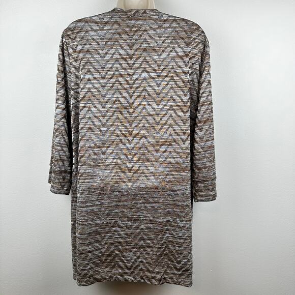 NEW Chicos Collection Cardigan Jacket Chevron Shimmer Neutral Tans Chicos 2 US L - Picture 6 of 15